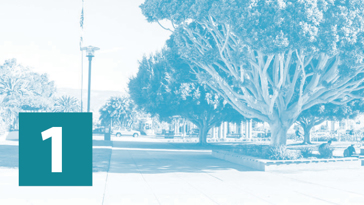 Watermark photo of UCSB campus with the numeral 1