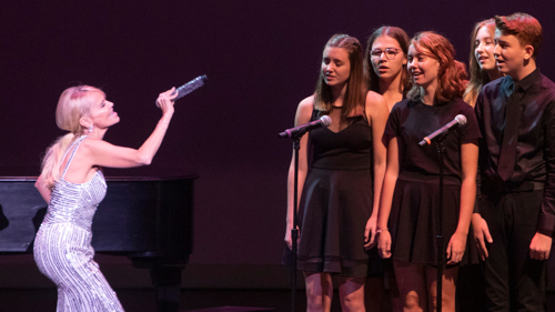 Kristin Chenoweth performing at the Granada Theatre with students